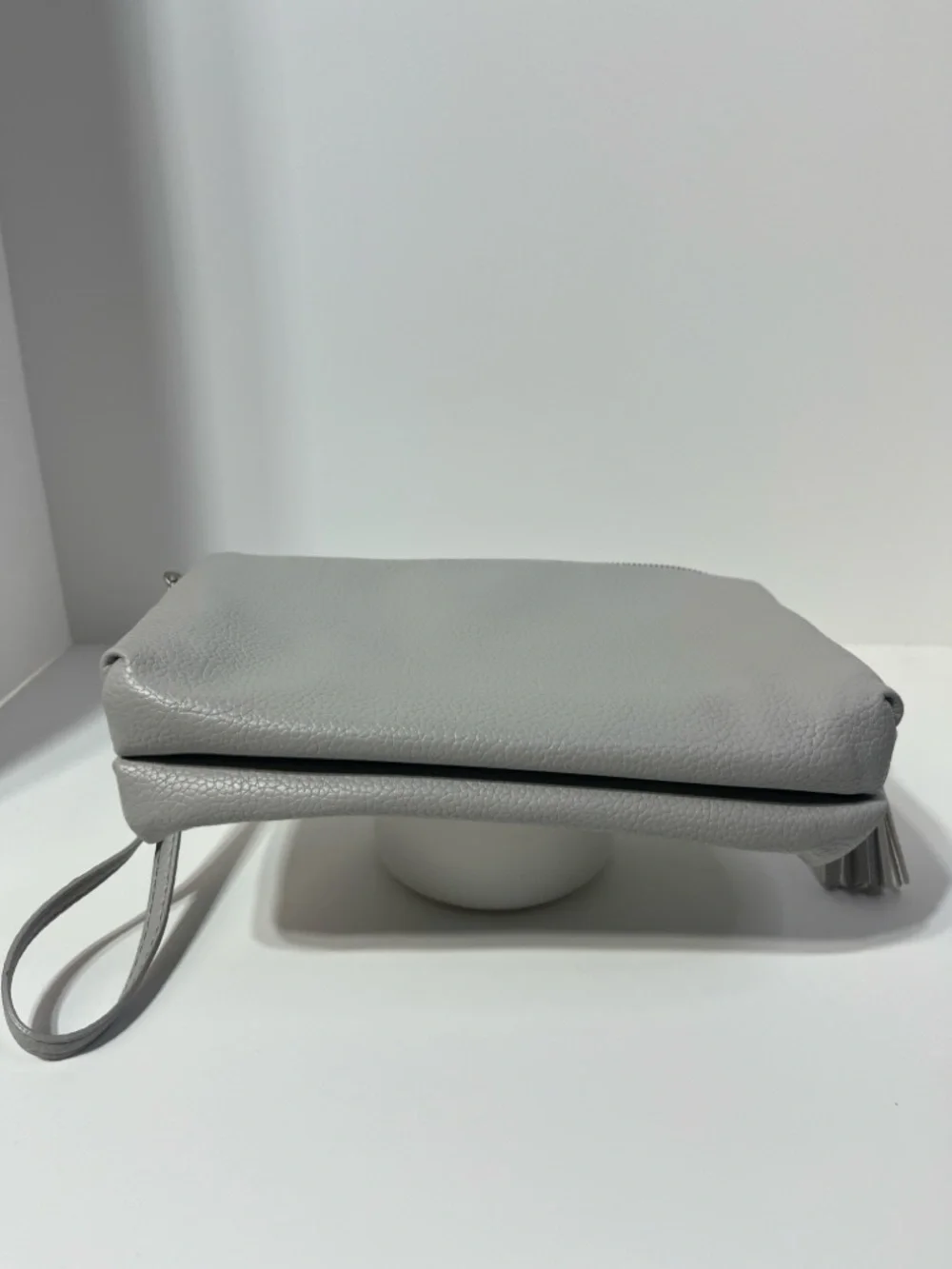 Freshly Picked Gray Faux Leather Wristlet Clutch Zip Pouch Minimalist